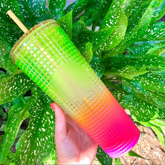 Starbucks Disco Grid Ombre Tumbler Cups Strawberry Lemonade Venti